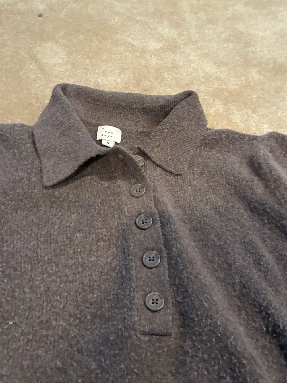 a new day Gray Button-Front Knit Polo